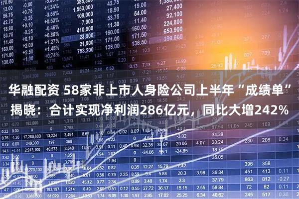 华融配资 58家非上市人身险公司上半年“成绩单”揭晓：合计实现净利润286亿元，同比大增242%